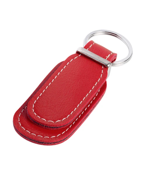 Portachiavi in pelle ovale bifacciale